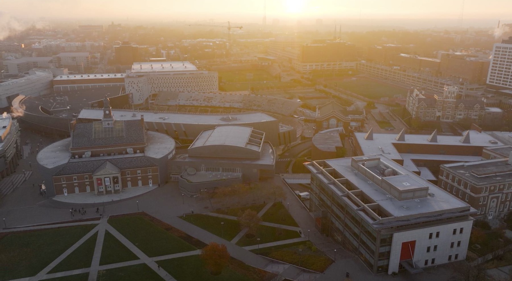 an aerial view of a neighborhood
