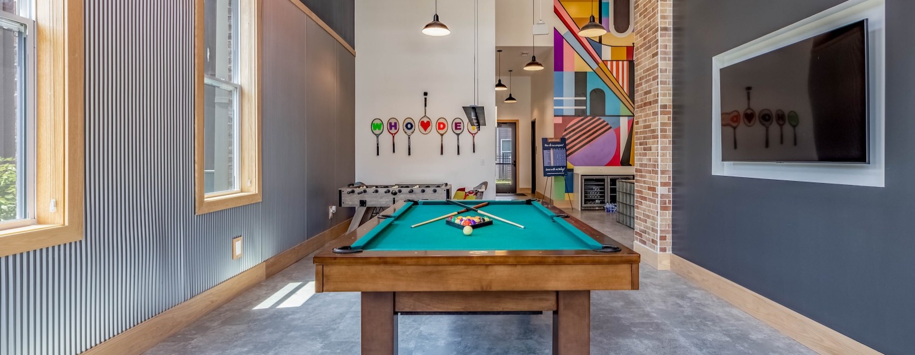 a pool table in a room